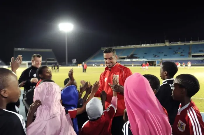 Framed Print : Bristol City Footballers Connect with Children from SOS Village in Botswana after Donation Framed Print : Bristol City Footballers Connect with Children from SOS Village in Botswana after Donation
