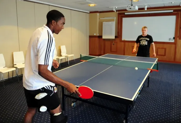 Framed Print : Bristol City Footballers Marlon Jackson and Joe Lennox: Table Tennis Training Framed Print : Bristol City Footballers Marlon Jackson and Joe Lennox: Table Tennis Training