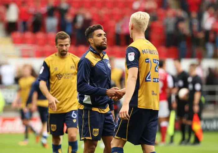 Framed Print : Bristol City Footballers Scott Golbourne and Hordur Magnusson Share a Moment after Rotherham United Match, September 10, 2016 Framed Print : Bristol City Footballers Scott Golbourne and Hordur Magnusson Share a Moment after Rotherham United Match, September 10, 2016