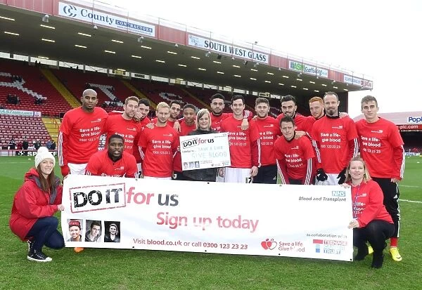 Bristol City Footballers Support Give Blood Campaign During Rotherham United Match