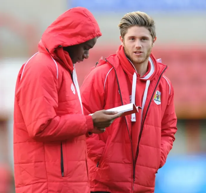 Framed Print : Bristol City Footballers Wes Burns and Jordan Wynter Reviewing Match Program Before Swindon Town Game, November 2014 Framed Print : Bristol City Footballers Wes Burns and Jordan Wynter Reviewing Match Program Before Swindon Town Game, November 2014