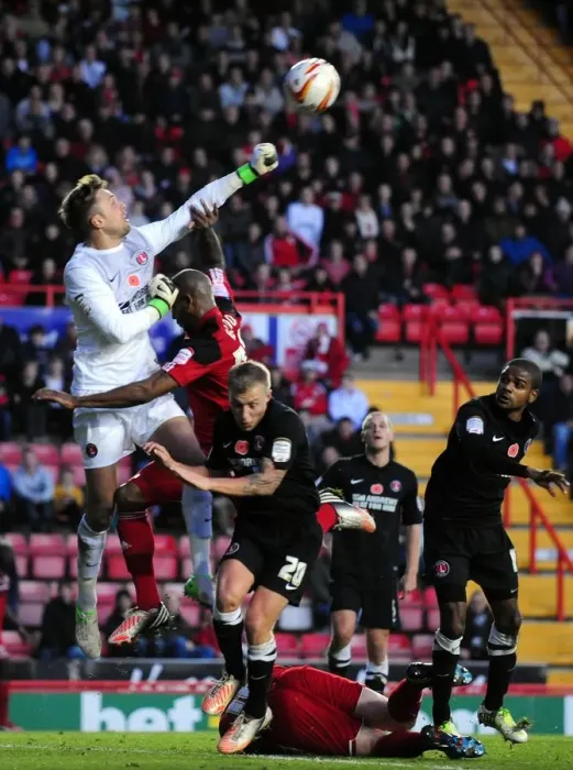 Framed Print : Bristol City Goalkeeper Ben Hamer Clears the Ball Against Charlton Athletic