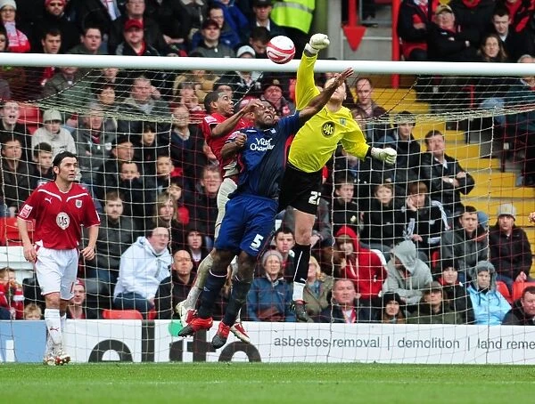 Bristol City Goalkeeper Clears Ball in Championship Clash vs. Nottingham Forest (03.04.2010)