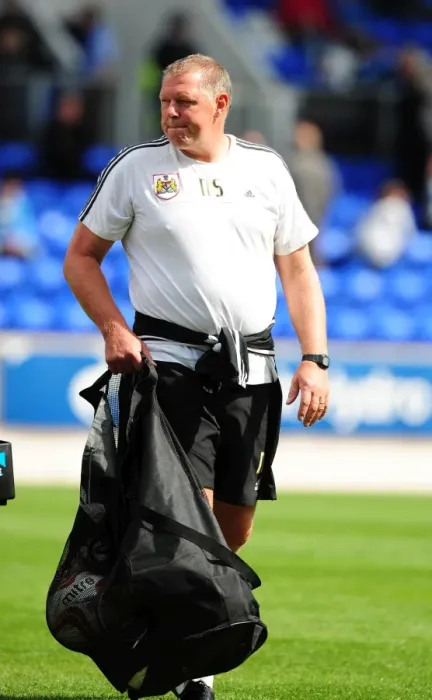 Framed Print : Bristol City Goalkeeper Coach Nigel Spink at McDiarmid Park During St Johnstone vs. Bristol City Pre-Season Friendly, July 2012