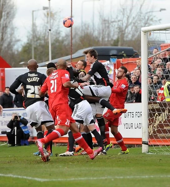Bristol City Goalkeeper Frank Fielding Clears Ball in FA Cup Match against Tamworth