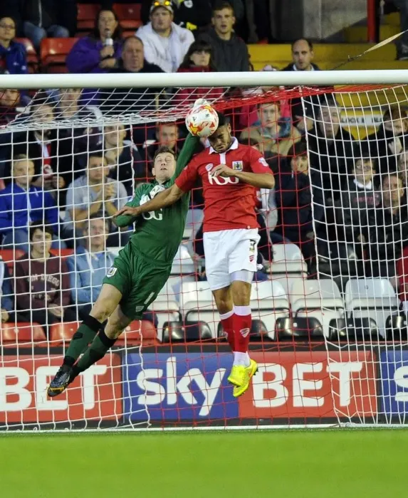 Framed Print : Bristol City Goalkeeper Frank Fielding Clears Ball Against Leyton Orient, Sky Bet League One, 2014