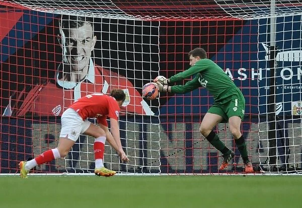 Bristol City Goalkeeper Frank Fielding Saves Andy Carroll's Shot - FA Cup Fourth Round, 2015