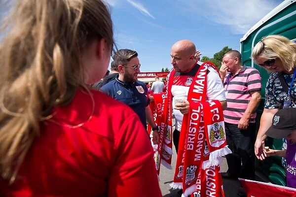 Bristol City Head Coach Lee Johnson Interacts with Fans at Pre-season Friendly against Bristol Manor Farm, 2017