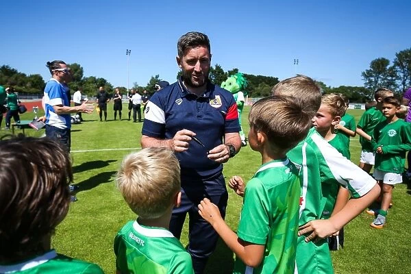 Bristol City Head Coach Lee Johnson Meets Young Mascots Before Guernsey Friendly