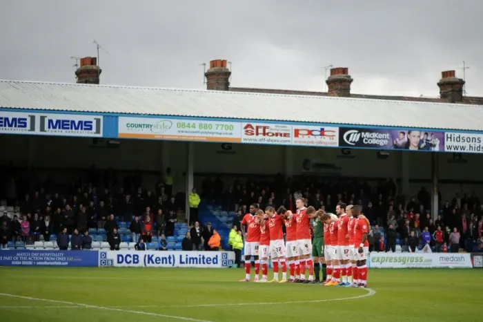 Framed Print : Bristol City Honors Minute Silence at Gillingham's Priestfield Stadium during FA Cup Match, November 8, 2014 Framed Print : Bristol City Honors Minute Silence at Gillingham's Priestfield Stadium during FA Cup Match, November 8, 2014