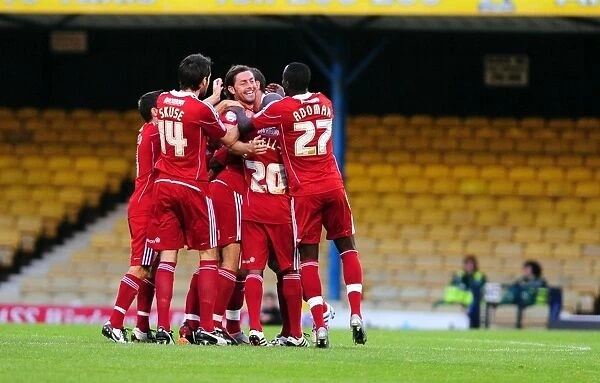 Bristol City: Jamie McAllister and Teammates in Euphoric Goal Celebration (Carling Cup vs. Southend United, 10 / 08 / 2010)