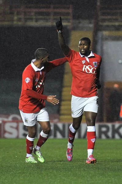 Bristol City: Jay Emmanuel-Thomas and Mark Little Celebrate Goal Against Yeovil Town, Sky Bet League One, Ashton Gate, December 2014
