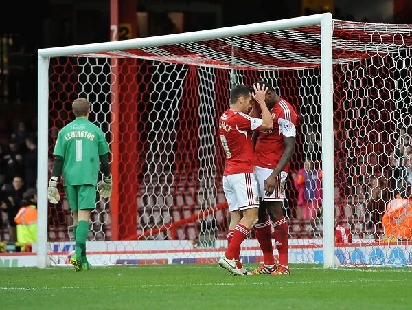 Bristol City: Jay Emmanuel-Thomas and Sam Baldock Celebrate Goal in FA Cup Match against Dagenham and Redbridge