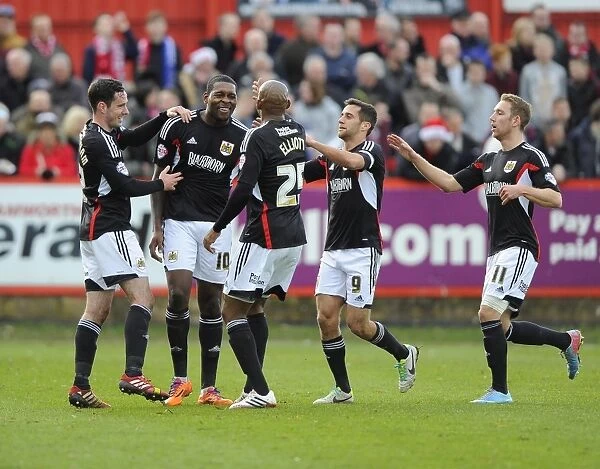 Bristol City: Jay Emmanuel-Thomas Scores and Celebrates with Team Mates in FA Cup Match