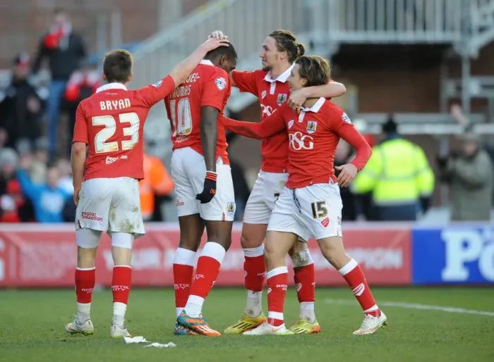 Framed Print : Bristol City: Jay Emmanuel-Thomas's Goal Celebration vs. Fleetwood Town (01-02-2015) Framed Print : Bristol City: Jay Emmanuel-Thomas's Goal Celebration vs. Fleetwood Town (01-02-2015)