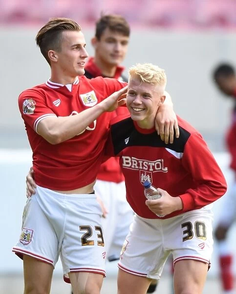 Bristol City: Joe Bryan and George Dowling Share a Light-Hearted Moment Amidst Championship Battle (Bristol City v Huddersfield Town, 30 / 04 / 2016)