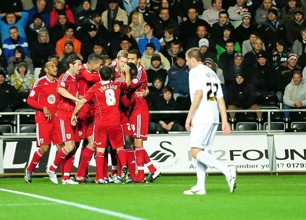 Bristol City: Jon Stead and Albert Adomah's Unforgettable Goal Celebration vs Swansea City (Championship, 10 / 11 / 2010)