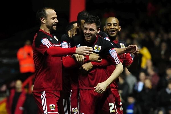 Bristol City Leads 2-0: Paul Anderson's Goal Celebration vs. Watford (January 2013)