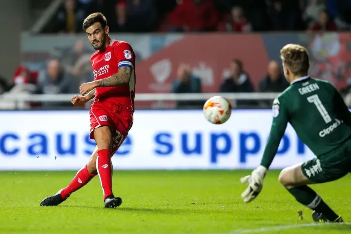 Framed Print : Bristol City Leads Leeds United: Marlon Pack Scores the Opener at Ashton Gate, September 2016