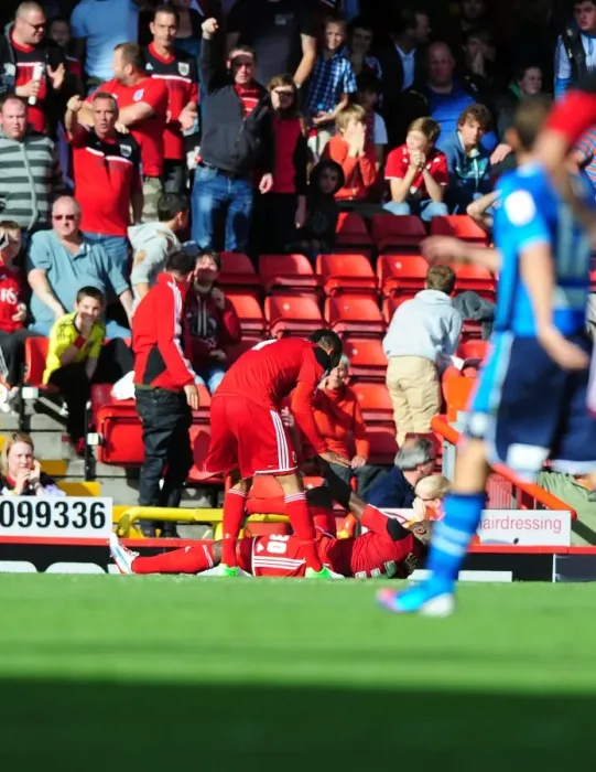 Framed Print : Bristol City: Liam Fontaine and Fans React in Shock as George Elokobi Suffers Horrific Injury during Bristol City v Leeds United Match