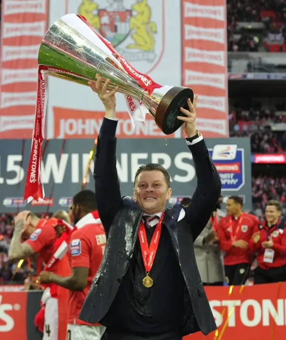 Framed Print : Bristol City Lift the JPT Trophy: Steve Cotterill Celebrates Victory over Walsall at Wembley Stadium Framed Print : Bristol City Lift the JPT Trophy: Steve Cotterill Celebrates Victory over Walsall at Wembley Stadium