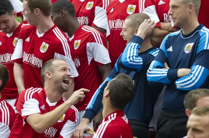 Framed Print : Bristol City: A Light-Hearted Moment at the Team Photo Shoot - Avon Gorge Hotel, Bristol