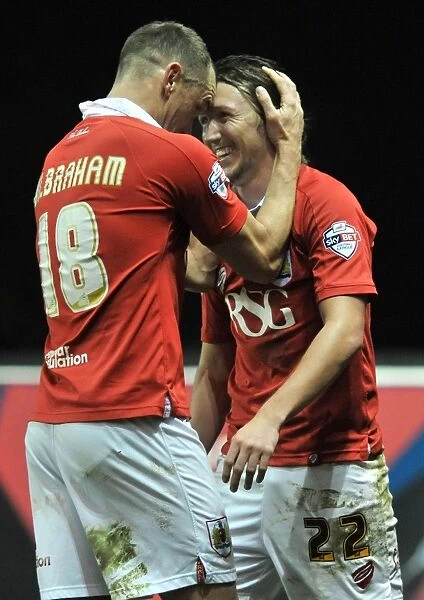 Bristol City: Luke Ayling and Aaron Wilbraham Celebrate Goal Against Crawley Town, Sky Bet League One, Ashton Gate