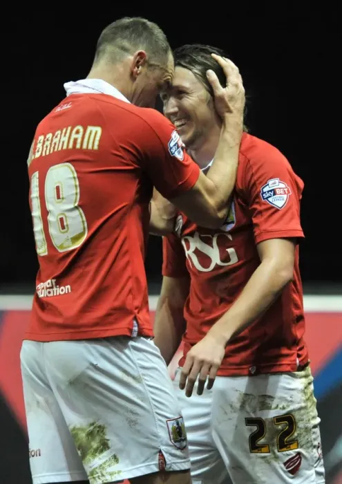 Framed Print : Bristol City: Luke Ayling and Aaron Wilbraham Celebrate Goal Against Crawley Town, Sky Bet League One, Ashton Gate Framed Print : Bristol City: Luke Ayling and Aaron Wilbraham Celebrate Goal Against Crawley Town, Sky Bet League One, Ashton Gate