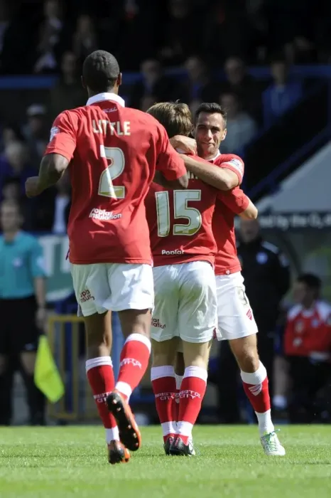 Framed Print : Bristol City: Luke Freeman and Sam Baldock's Jubilant Moment after Scoring against Rochdale AFC in Sky Bet League One, 2014 Framed Print : Bristol City: Luke Freeman and Sam Baldock's Jubilant Moment after Scoring against Rochdale AFC in Sky Bet League One, 2014