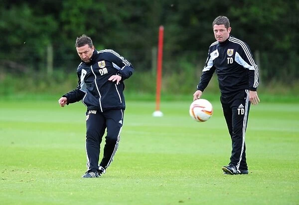 Bristol City Manager Derek McInnes Coaches Team During Training Session