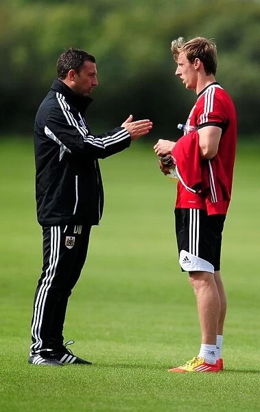 Bristol City Manager Derek McInnes Conferring with Martyn Woolford during Training, September 2012