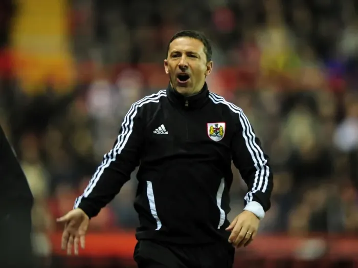 Framed Print : Bristol City Manager Derek McInnes Rallies Fans During Bristol City vs. West Ham Match, 2012