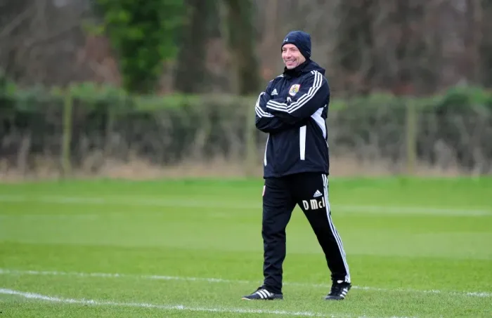 Framed Print : Bristol City Manager Derek McInnes at Training, January 2012