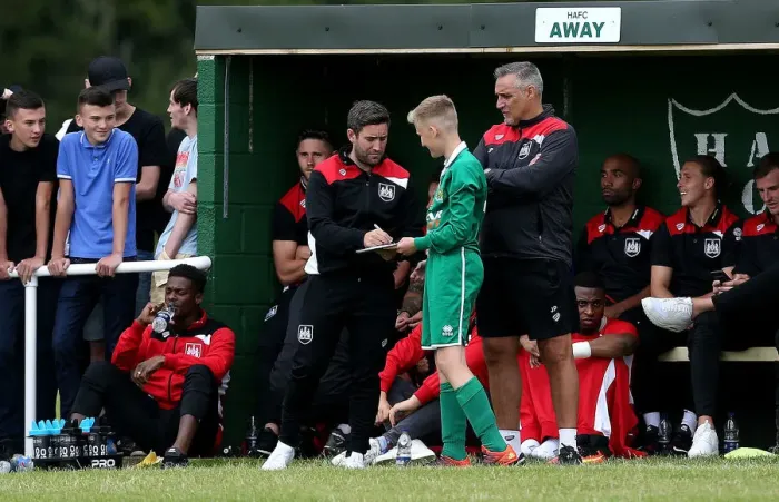 Framed Print : Bristol City Manager Lee Johnson Engages with Young Fan at Hengrove Athletic Pre-season Friendly