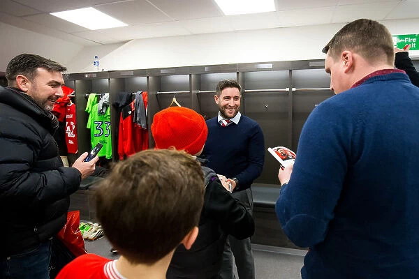 Bristol City Manager Lee Johnson Meets Mascots Before Kick-off against Sheffield Wednesday, Sky Bet Championship, Ashton Gate Stadium