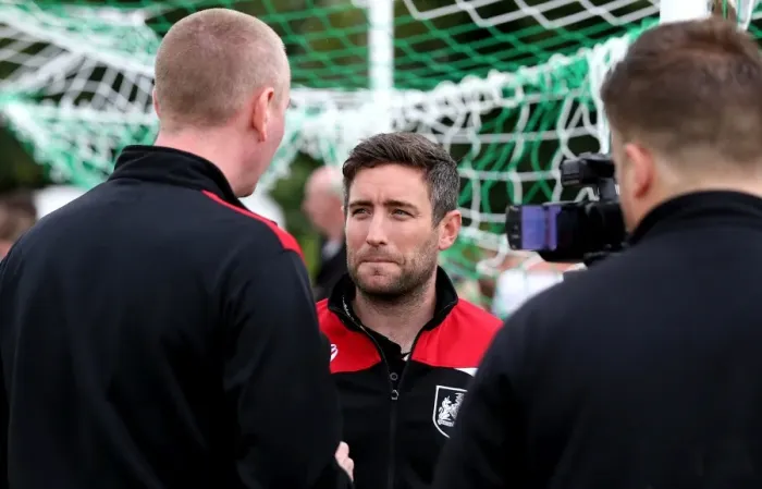 Framed Print : Bristol City Manager Lee Johnson Pre-Season Interview at Hengrove Athletic Match, 2016 Framed Print : Bristol City Manager Lee Johnson Pre-Season Interview at Hengrove Athletic Match, 2016