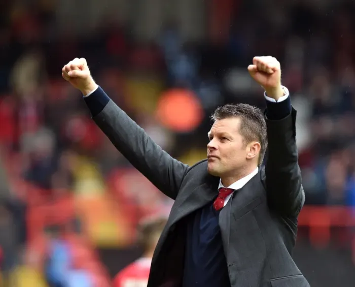 Framed Print : Bristol City Manager Steve Cotterill Celebrates Promotion-Securing Win Against Walsall Framed Print : Bristol City Manager Steve Cotterill Celebrates Promotion-Securing Win Against Walsall