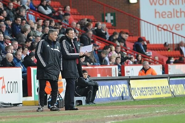 Bristol City Manager Steve Cotterill and Coach John Pemberton at Sheffield United Match, February 2014