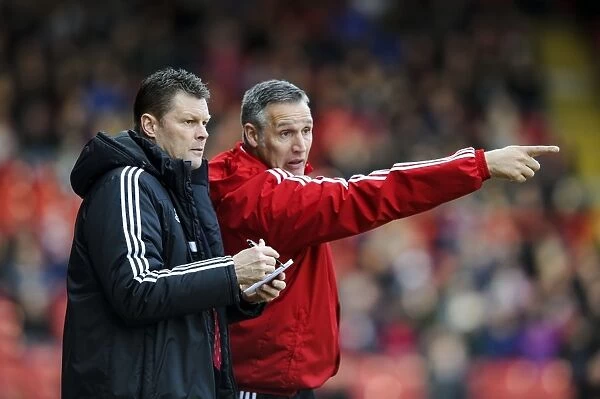 Bristol City Manager Steve Cotterill Consulting with Assistant John Pemberton During Match against Gillingham, Sky Bet League One, 2014