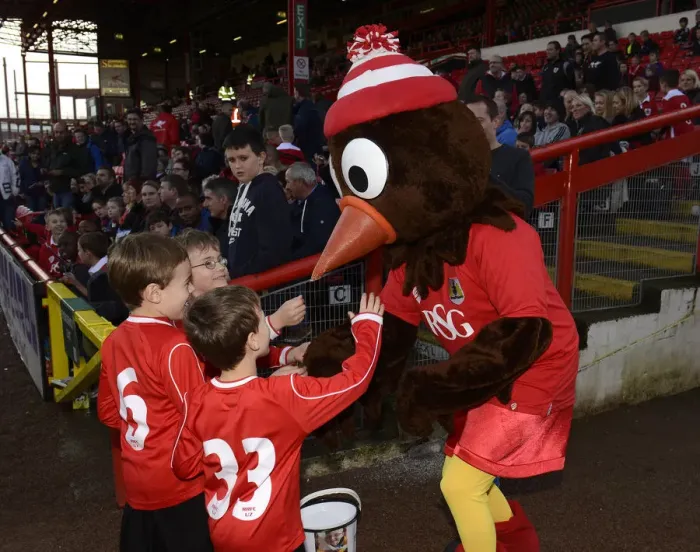 Framed Print : Bristol City Mascot, Scrumpy, Engages with Young Fans during Bristol City vs Preston North End Match Framed Print : Bristol City Mascot, Scrumpy, Engages with Young Fans during Bristol City vs Preston North End Match