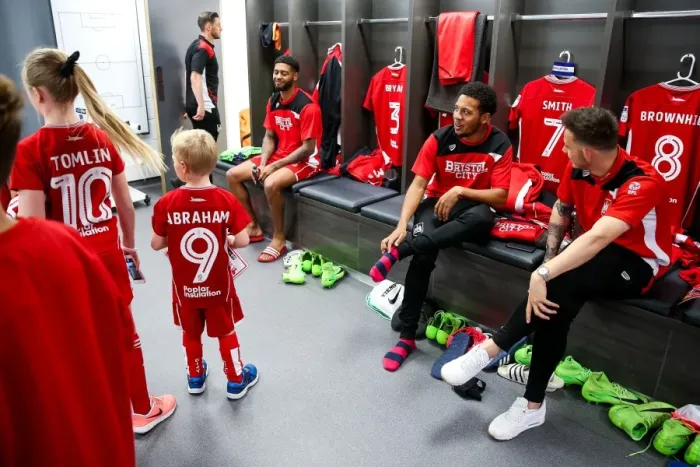 Framed Print : Bristol City Mascots in the Dressing Room: Pre-Match Moment before Barnsley Game, 2017