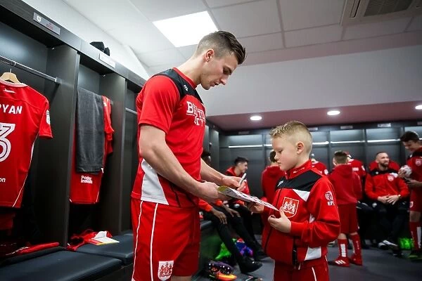 Bristol City Mascots and Players Unite in the Dressing Room - Sky Bet Championship Match