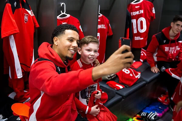 Bristol City Mascots and Players Unite in the Dressing Room - Sky Bet EFL Championship Match