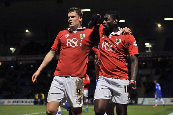 Bristol City: Matt Smith and Jay Emmanuel-Thomas Celebrate Goal in Johnstone's Paint Trophy Match against Gillingham