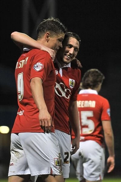 Bristol City: Matt Smith and Luke Ayling Celebrate Goal in Johnstone's Paint Trophy Area Final Against Gillingham
