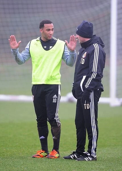 Bristol City: Nicky Maynard in Deep Conversation with Assistant Manager Tony Docherty During Training
