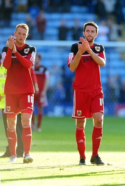 Bristol City Players Cole Skuse and Ryan Taylor Show Appreciation to Fans after Leicester Match, October 2012