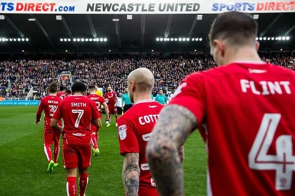Bristol City Players Emerge from Tunnel at St James Park for Newcastle United Clash, 2017