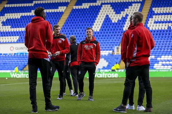 Bristol City Players Evaluating Reading's Pitch Before Sky Bet Championship Match - November 2016