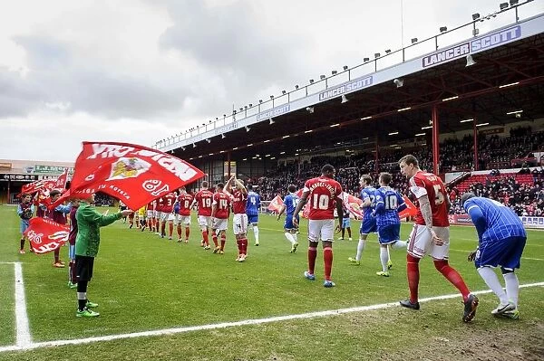 Bristol City Players Take the Field Against Gillingham in Sky Bet League One, March 2014